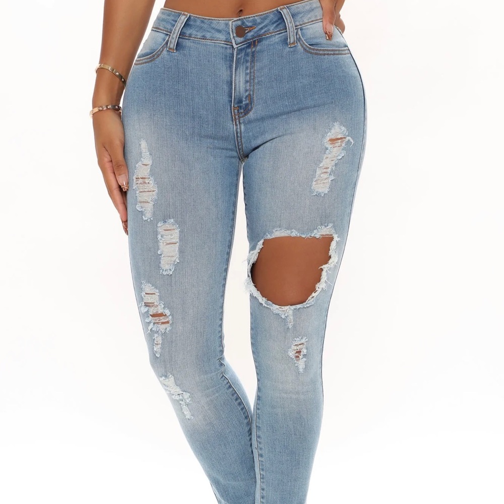 Fashion nova glistening jeans medium wash size 3